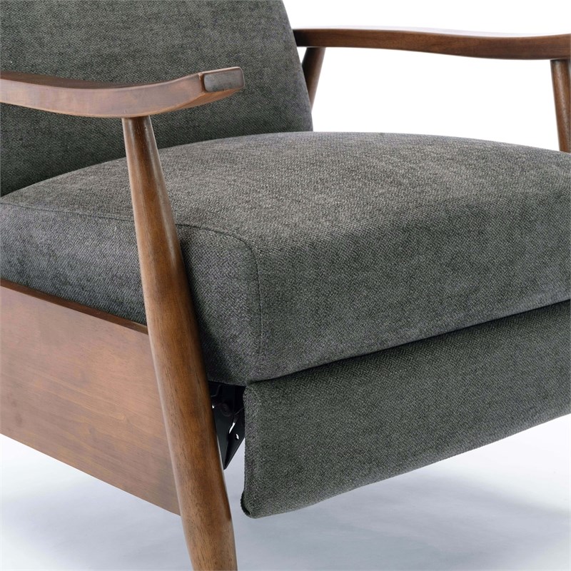 Comfort Pointe Soren Charcoal Wood Arm Push Back Recliner Homesquare