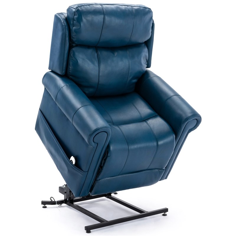 Langdon Navy Blue Faux Leather Lift Chair With Massage Homesquare