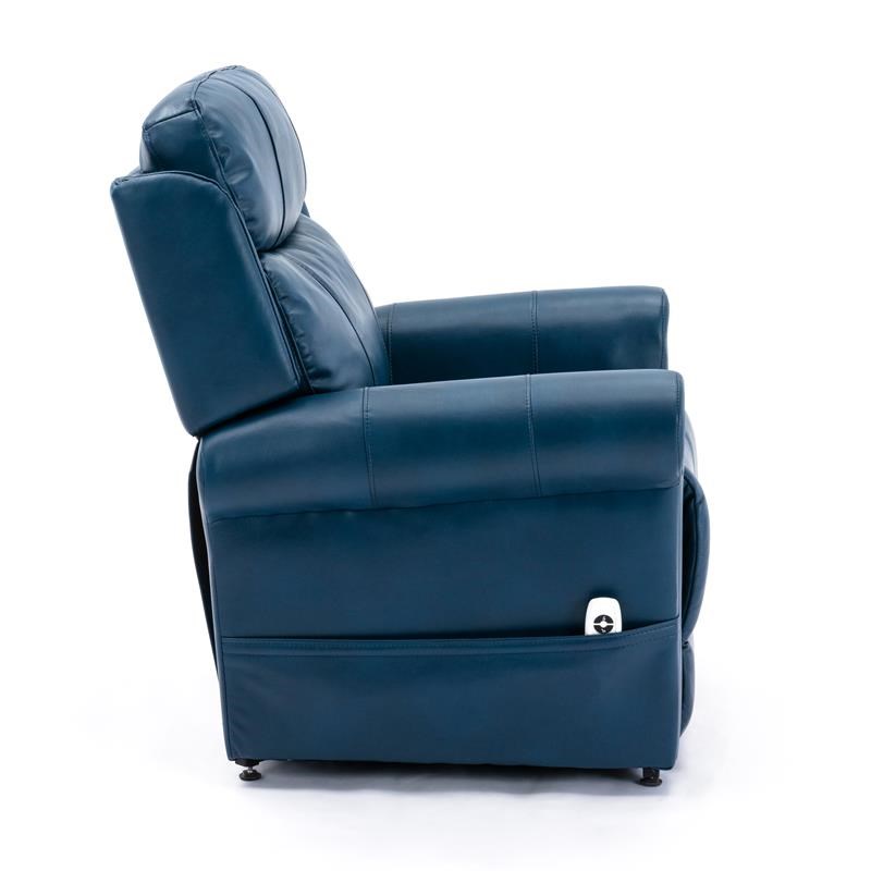 Langdon Navy Blue Faux Leather Lift Chair with Massage Homesquare