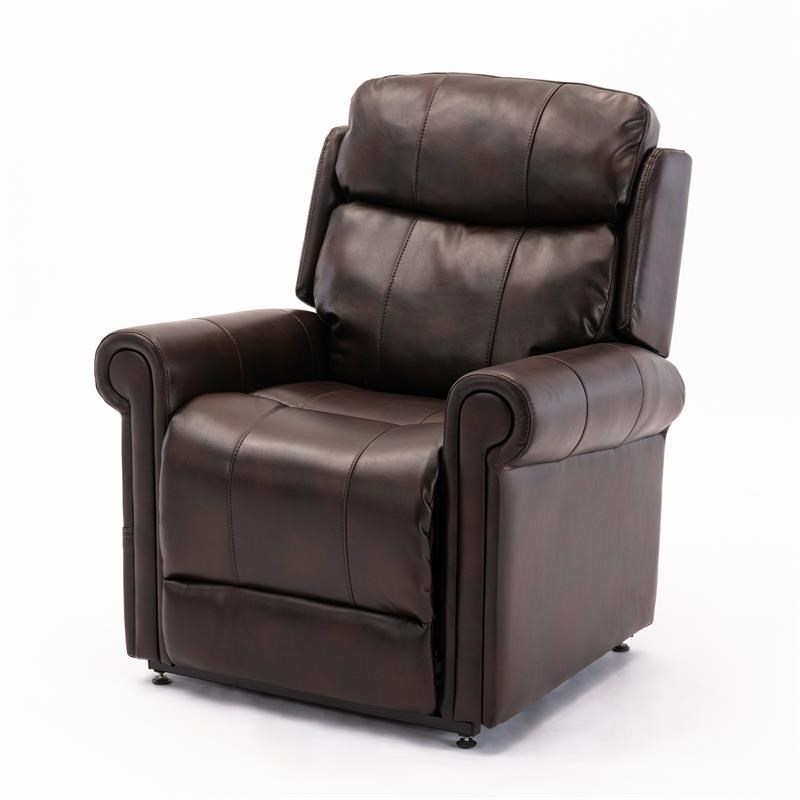 langdon burnished brown faux leather lift chair with massage 811240