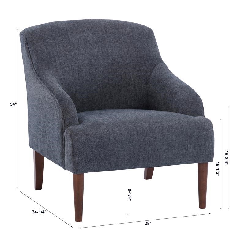 Aubrey Navy Blue Fabric Upholstered Arm Chair