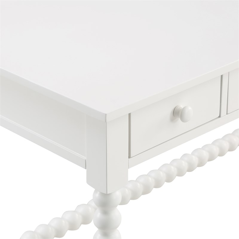 Averly 3-drawer White Wood Coastal Style Leg Desk