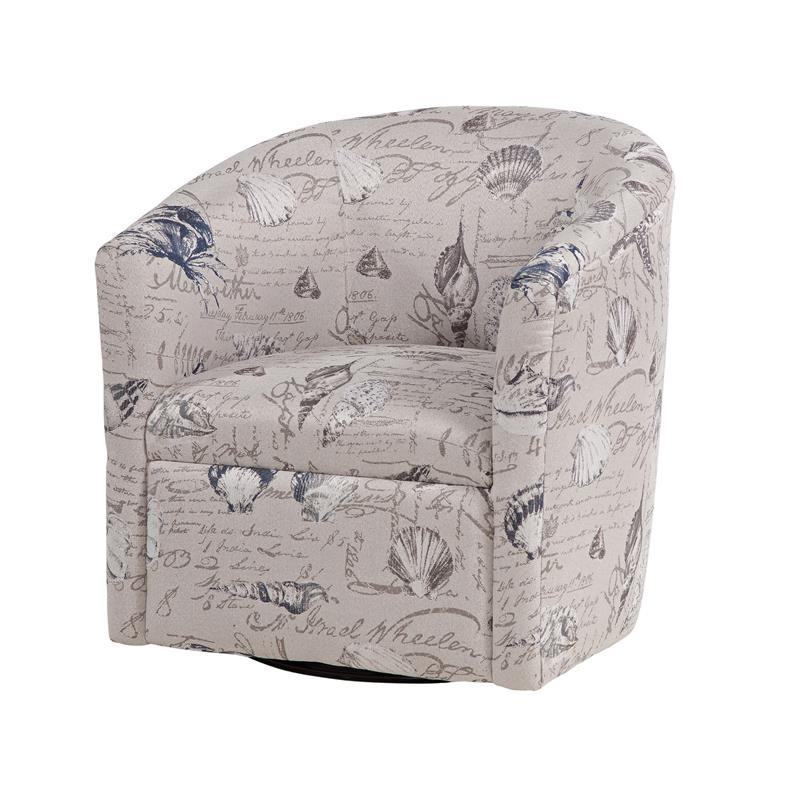 Beach Harbor Gray Polyester Fabric Swivel Accent Chair