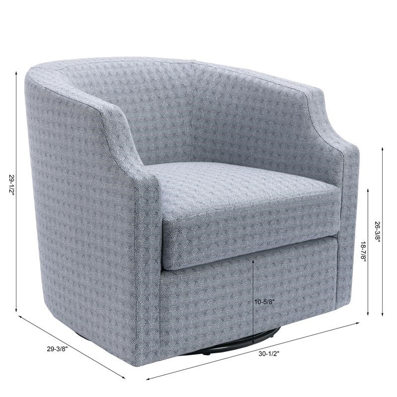 Infinity Indigo Blue Fabric Swivel and Rocker Barrel Chair Homesquare