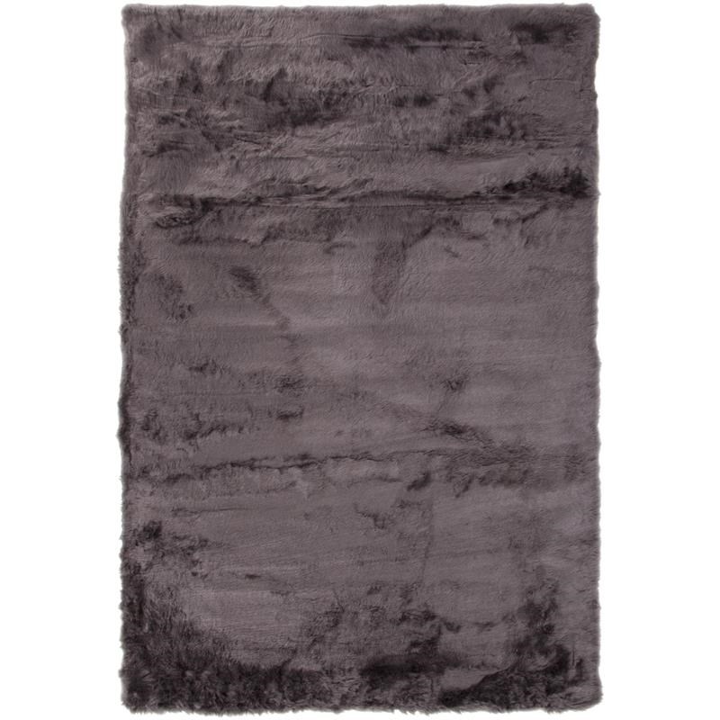 Abacasa Mink Charcoal Acrylic and Polyester Faux Fur Area Rug