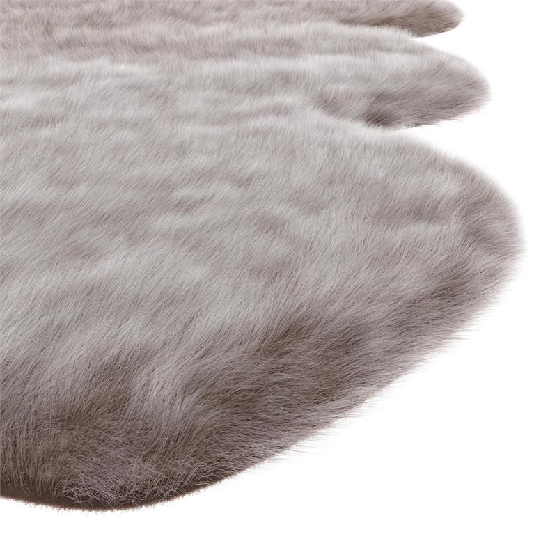 Gloss Brown Faux Fur Acrylic and Polyester Area Rug
