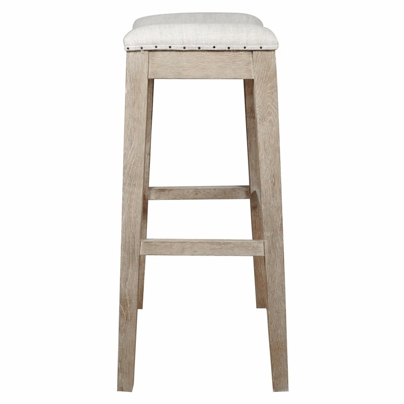 Harper Barstool in Bisque French Linen and Stone Wash Oak
