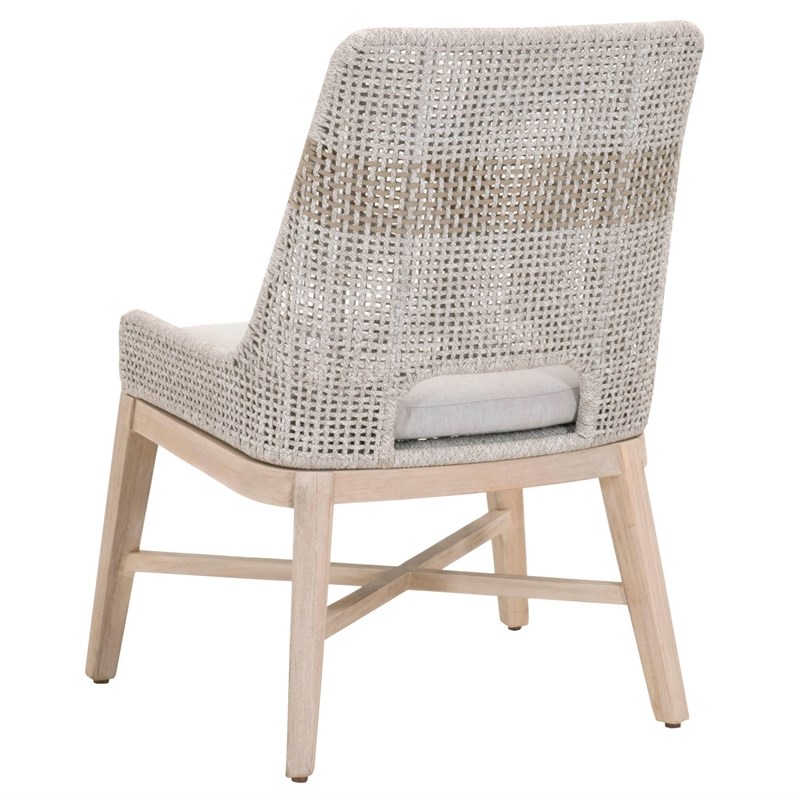 Tapestry Patio Dining Side Chair in Taupe and White (Set of 2)