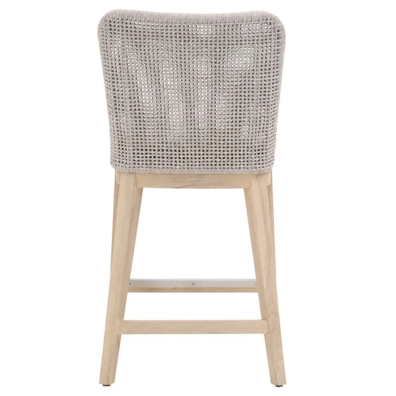 Mesh Outdoor Counter Stool - Taupe & White Flat Rope