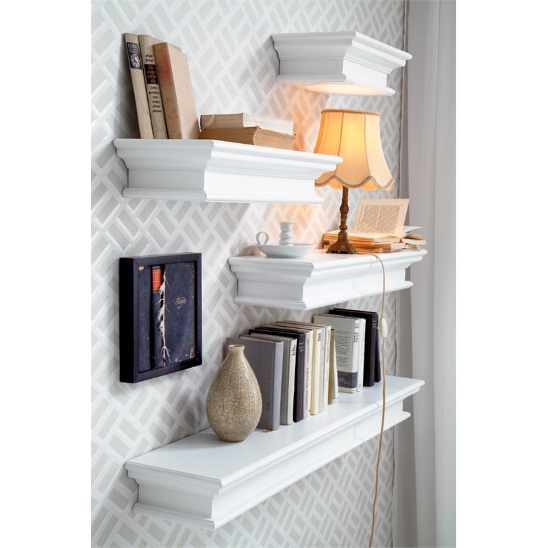 NovaSolo Halifax Extra Long Floating Wall Shelf in Pure White Homesquare