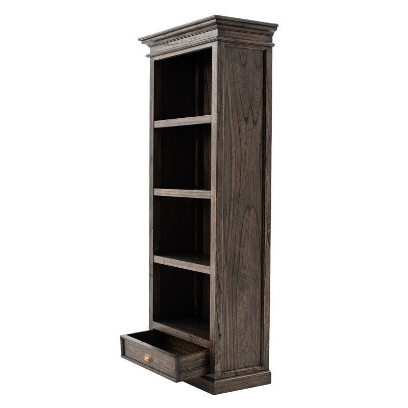NovaSolo Halifax Mindi Wood Bookcase with 1 Drawer in Black Wash