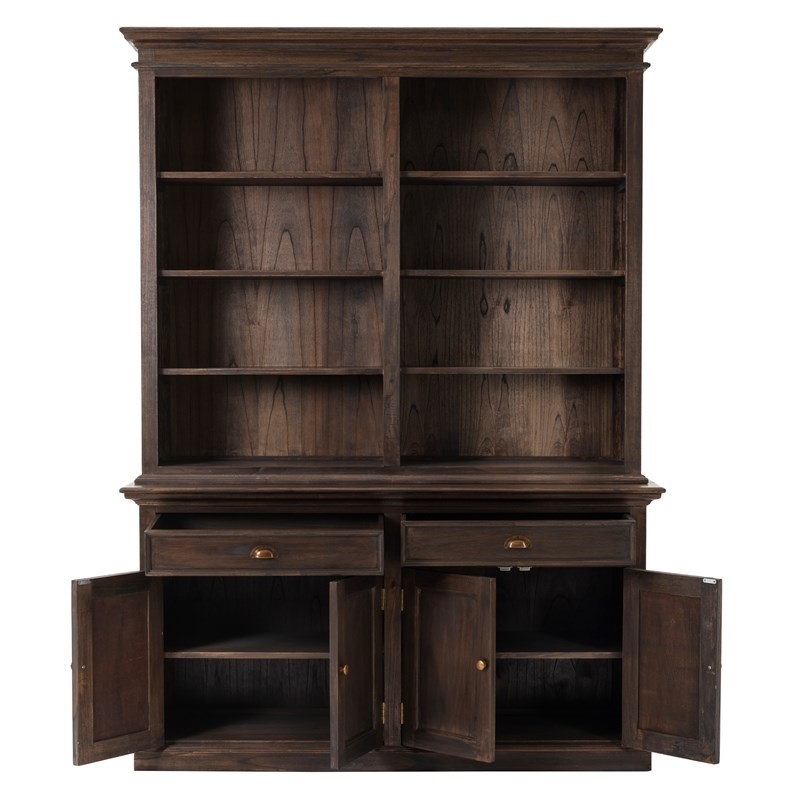 NovaSolo Halifax Mindi Mahogany Wood Hutch Bookcase Unit in Black Wash