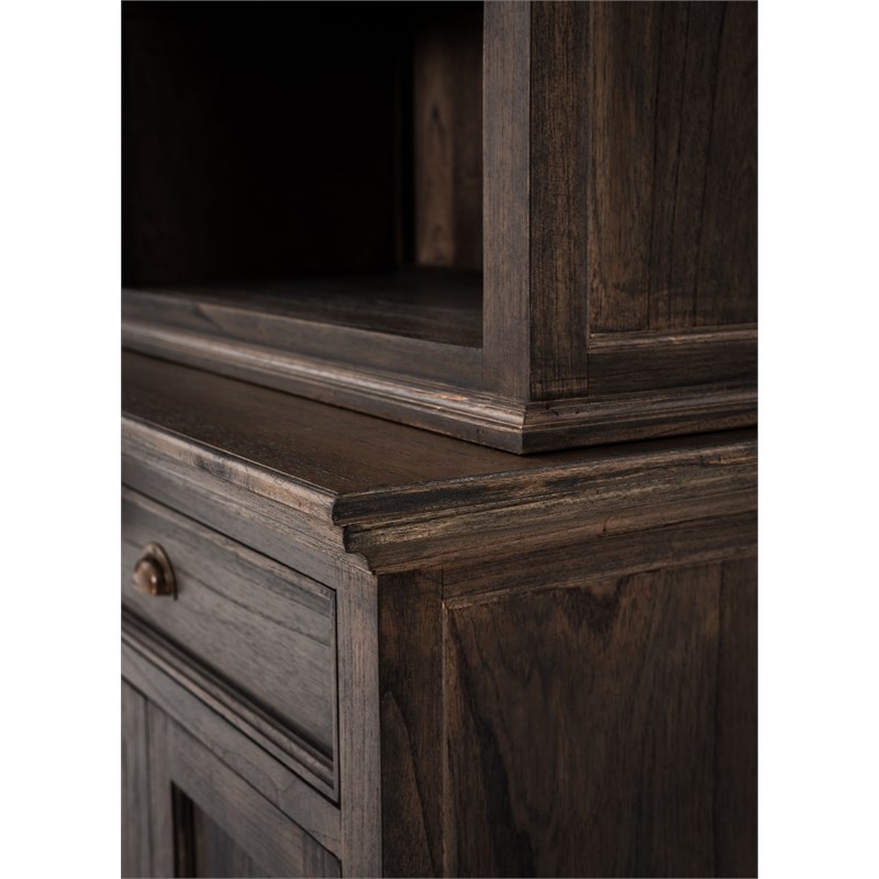 NovaSolo Halifax Mindi Mahogany Wood Hutch Bookcase Unit in Black Wash