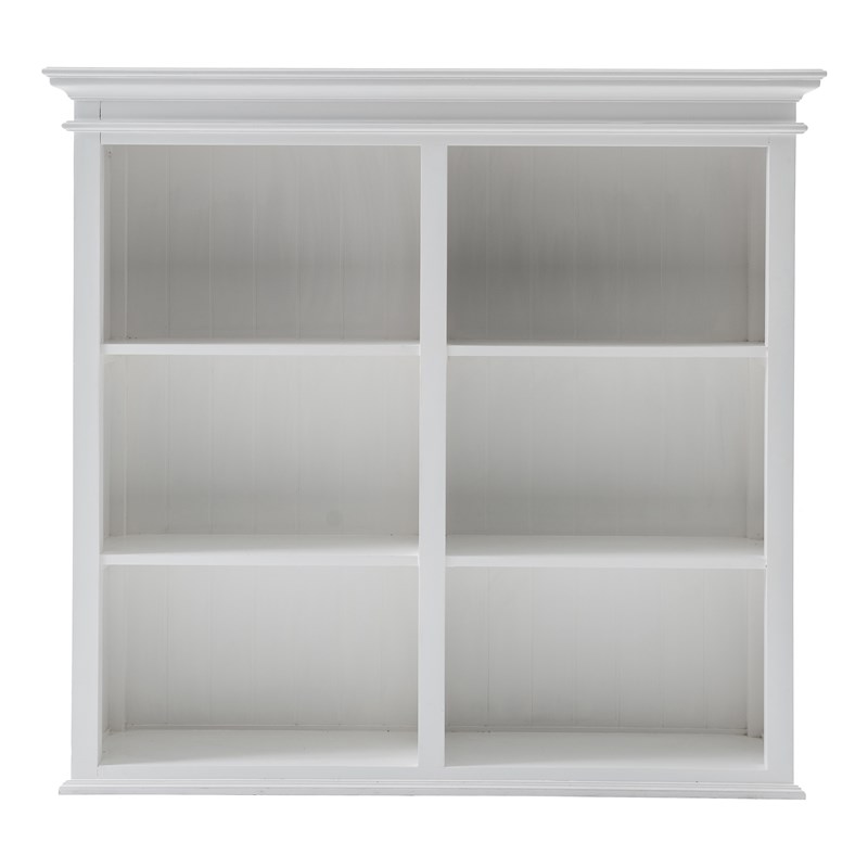 NovaSolo Halifax Mahogany Wood Buffet Hutch Unit with 6 Shelves in White