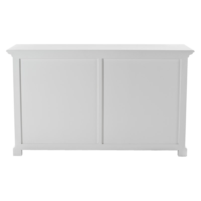 Novasolo Halifax Mahogany Wood Classic Buffet with Glass Doors in White