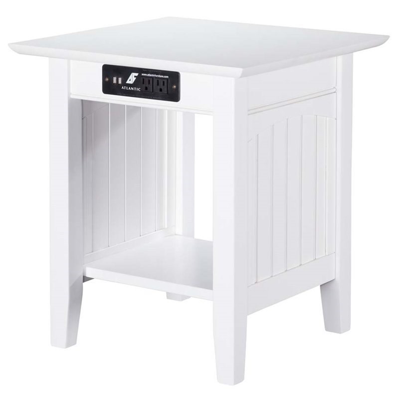 Leo & Lacey Charger End Table in White