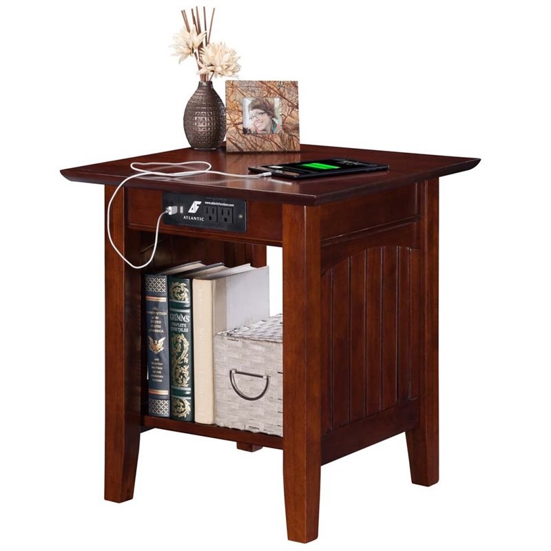 Leo & Lacey Charger End Table in Walnut