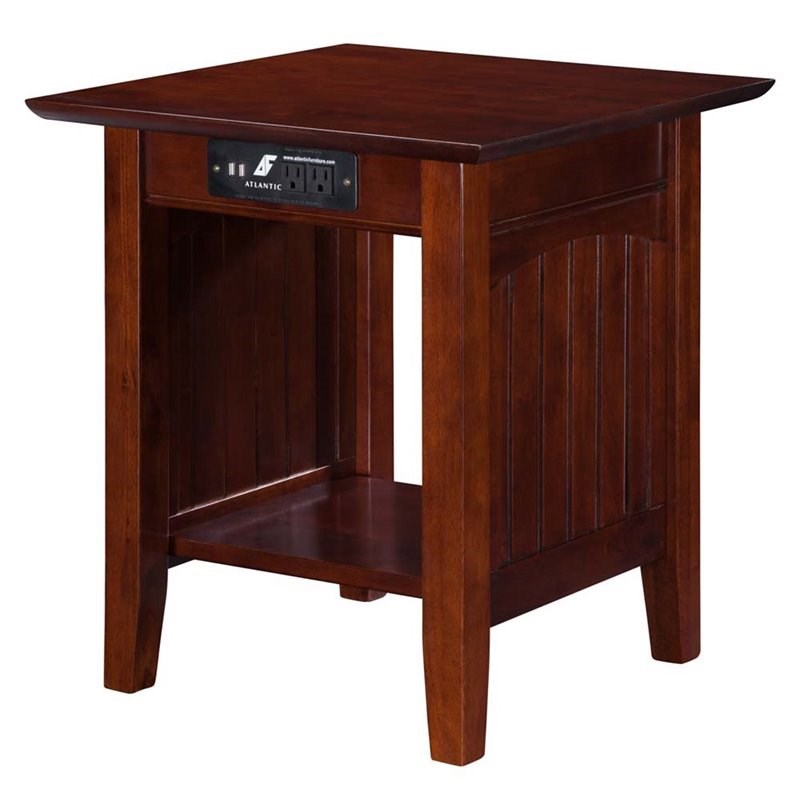 Leo & Lacey Charger End Table in Walnut