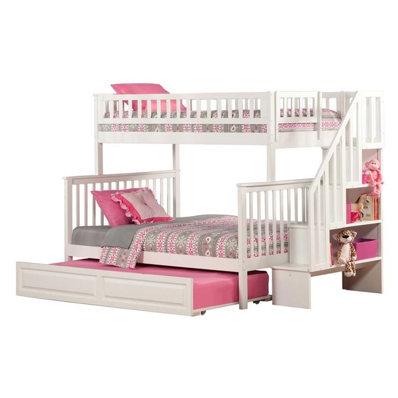 Leo & Lacey Twin Over Full Staircase Trundle Bunk Bed Homesquare