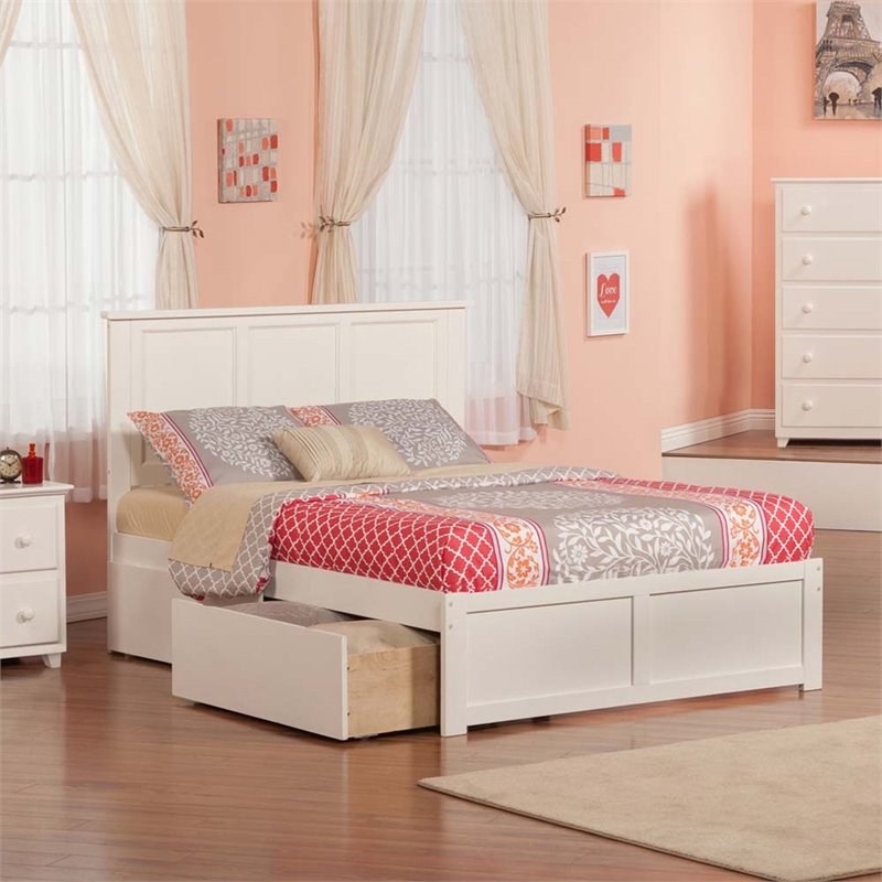 Leo Lacey Urban Full Storage Platform Bed In White Ll 1653089