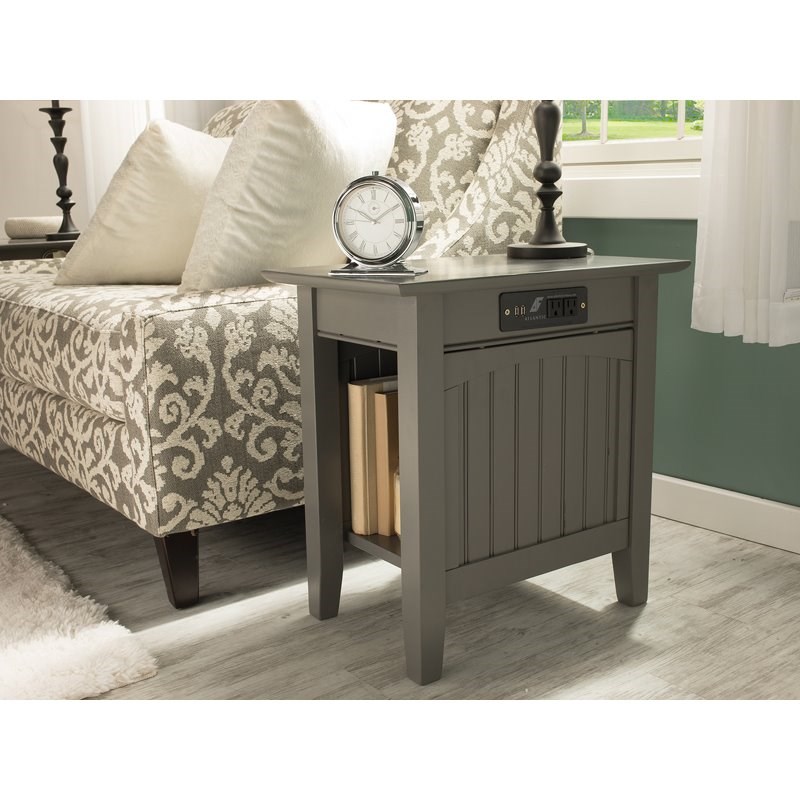 Leo & Lacey Chair Side Table with Charger in Grey
