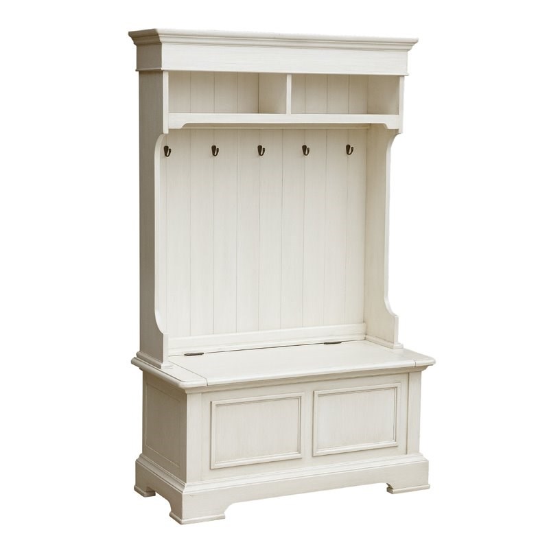 Home Fare Antique White Hall Tree with Storage | Homesquare