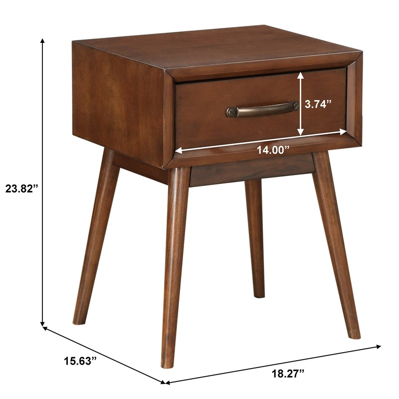 Home Fare Draper Mid-Century Modern Wood End Table in Honey Brown ...