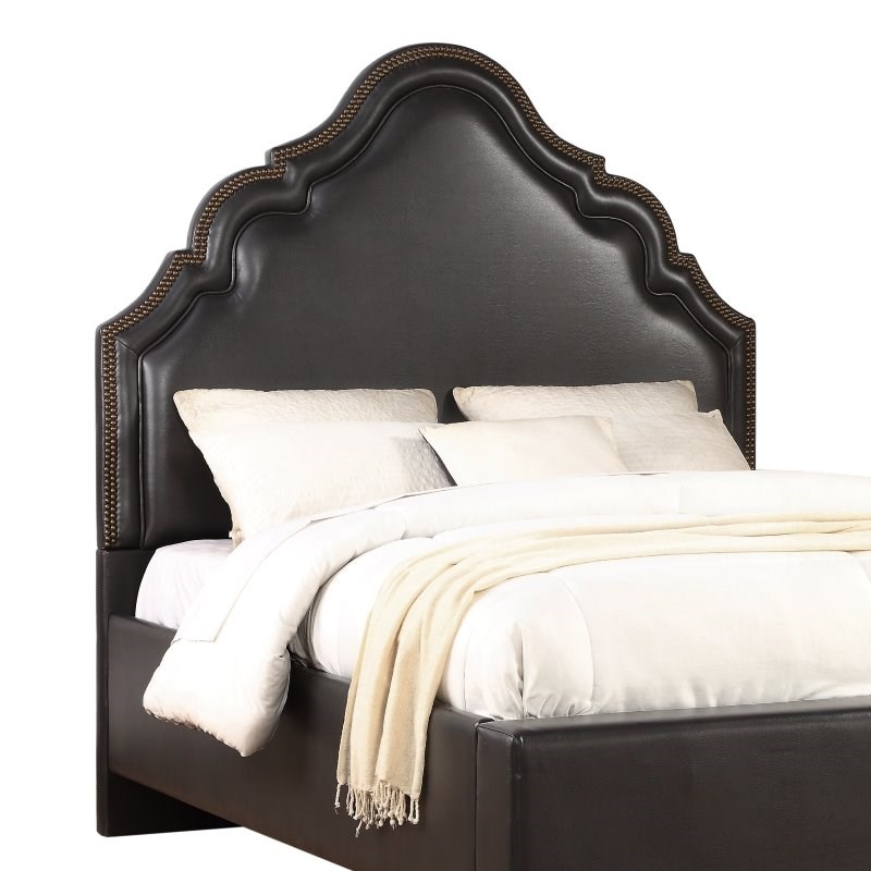 home fare charcoal faux leather high arch upholstered king headboard