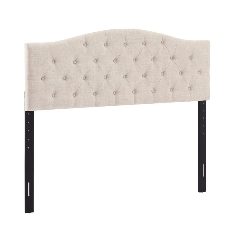 Home Fare Tufted Upholstered Queen Headboard and Bench Set in Beige