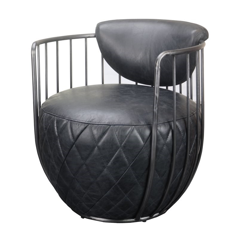 home fare metal spindle quilted accent chair in midnight black d2967001