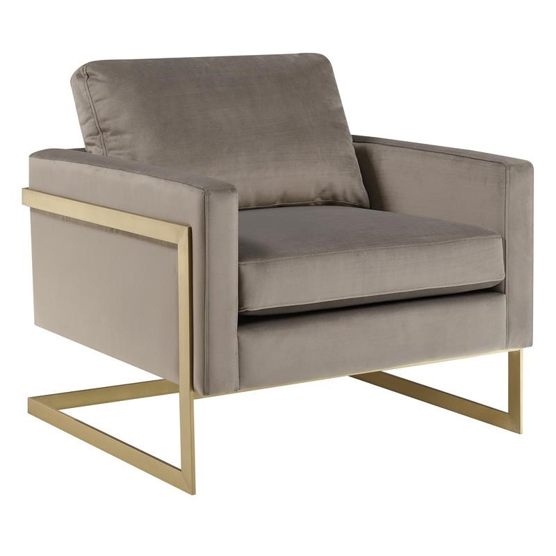 modern gold frame accent chair in gray fabric dsd199700970