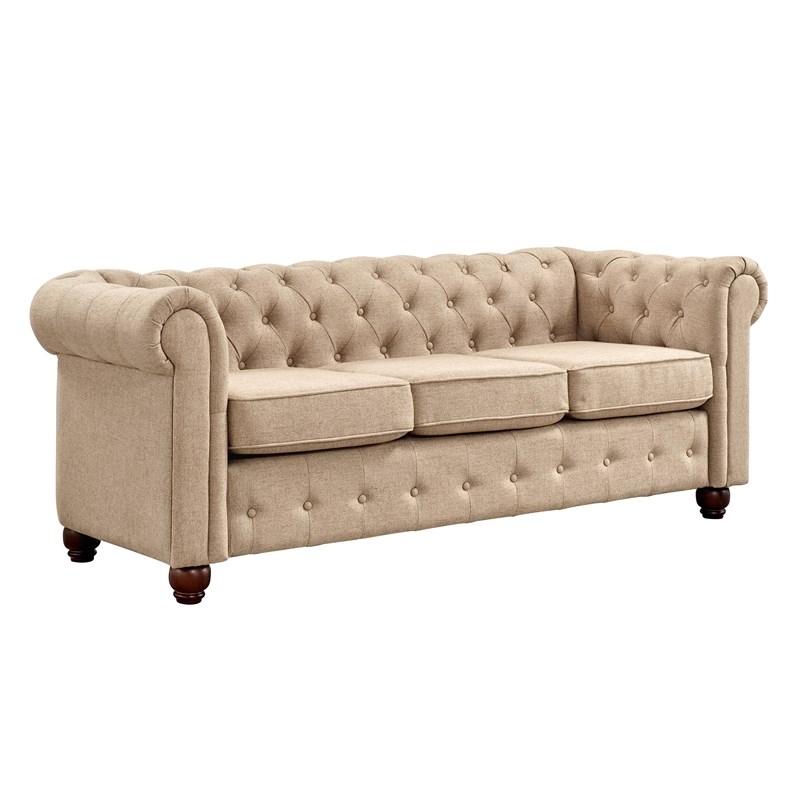 chesterfield sofa in cream linen fabric - 340-a862-824-k1