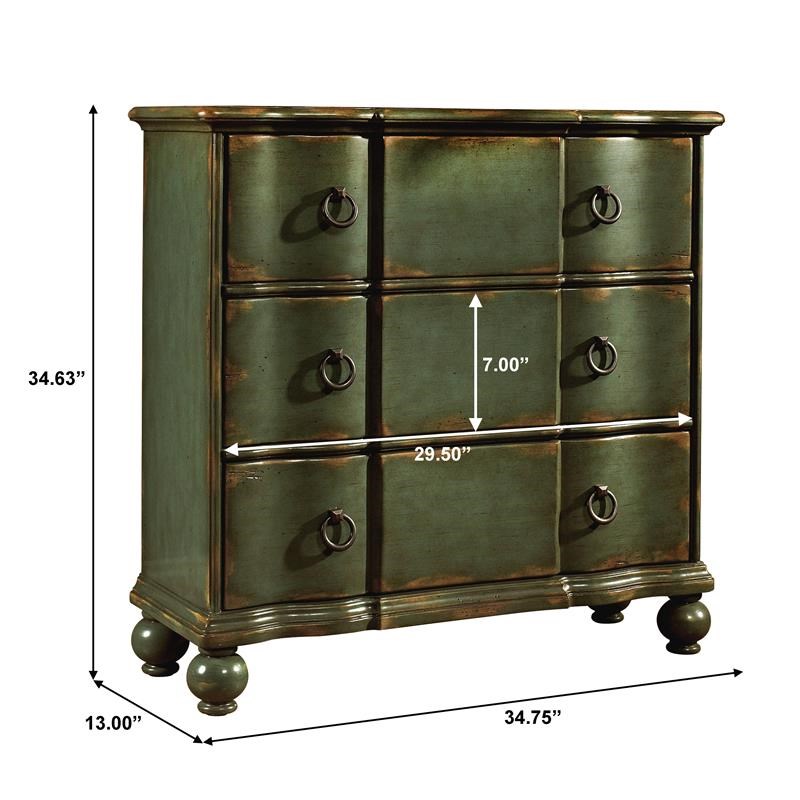Green Distressed 3 Drawer Accent Chest