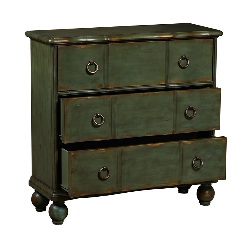 Green Distressed 3 Drawer Accent Chest