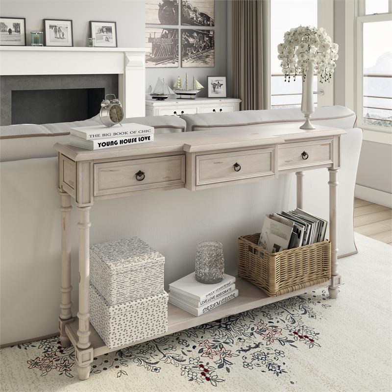 Three Drawer White Entryway Console Homesquare