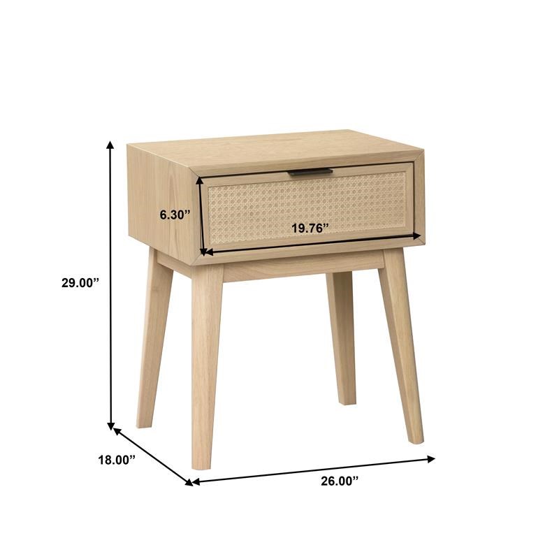 Home Fare Cane Nightstand in Light Brown