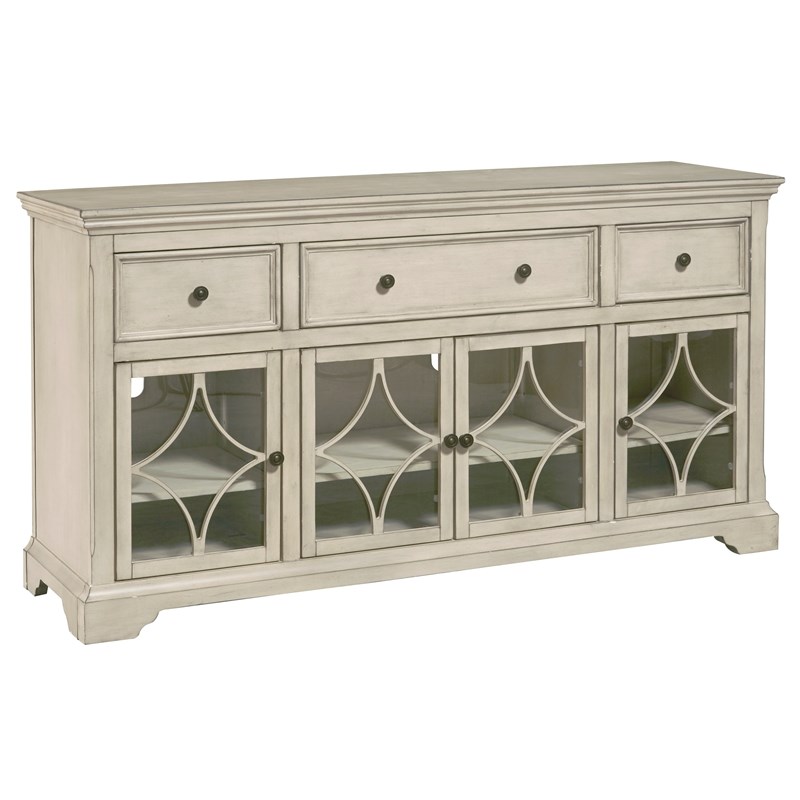 Four Door Console with Drawers in Off White
