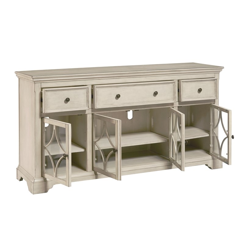 Four Door Console with Drawers in Off White