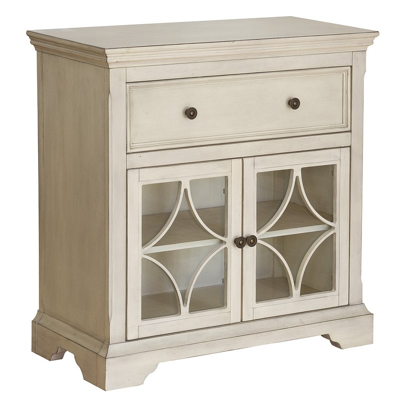 HomeFare Two Door Wood Console in Off White