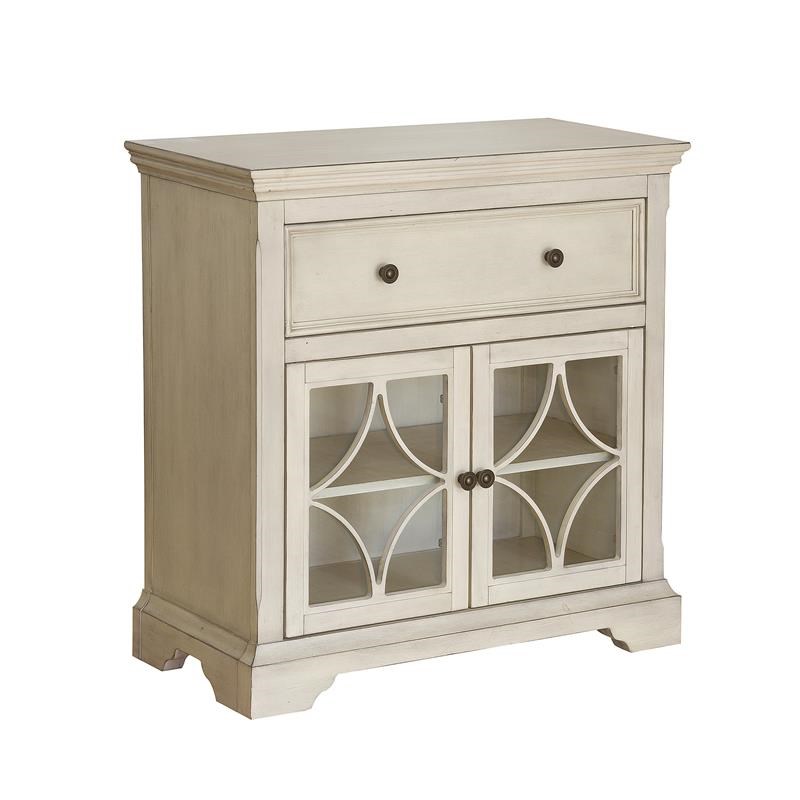 HomeFare Two Door Wood Console in Off White