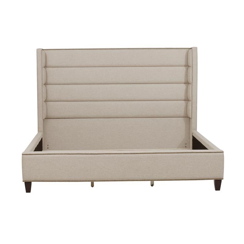 Shelter Wing Channel Tufted Queen Bed in Beige Homesquare