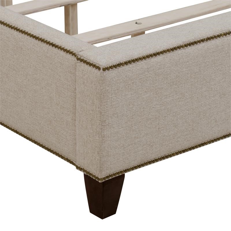 Shelter Wing Channel Tufted Queen Bed in Beige Homesquare