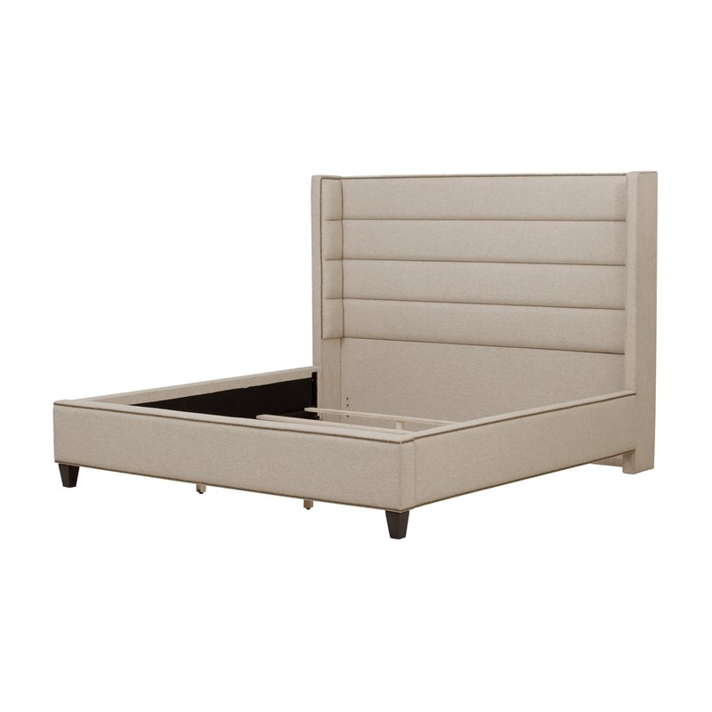 Shelter Wing Channel Tufted Queen Bed in Beige Homesquare