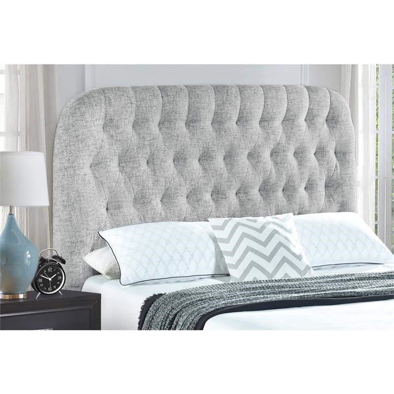 Diamond Tufted Full or Queen Upholstered Headboard in Platinum Gray