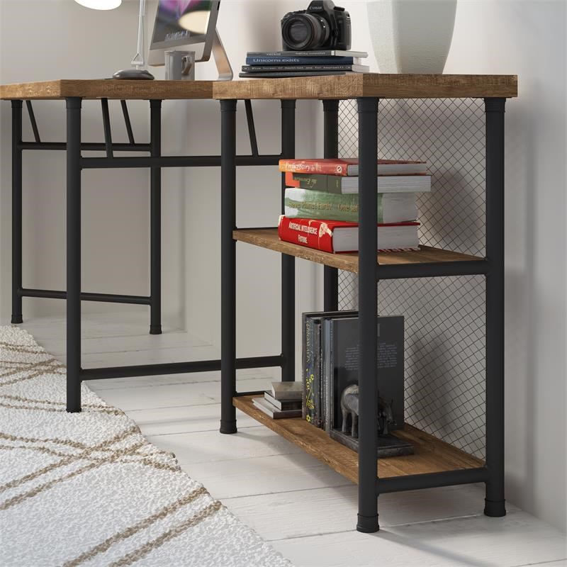 industrial metal bookcase rustic oak j003930007