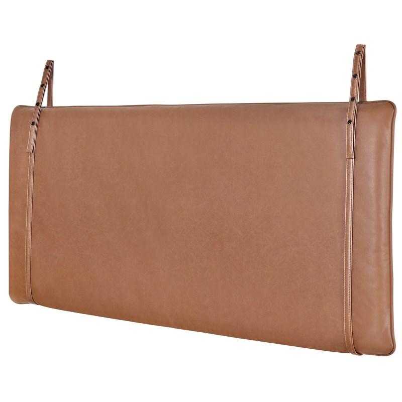 Upholstered Faux Leather Wall Hanging Panel King Headboard in Brown