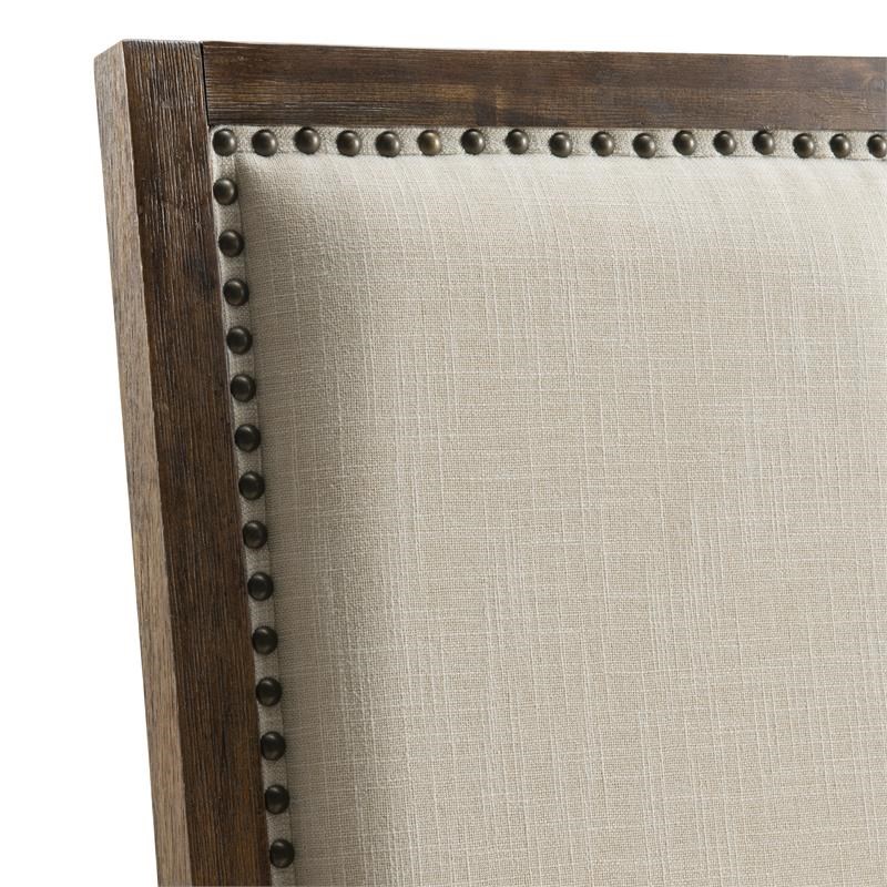 Modern Post Leg Upholstered Dining Chair in Natural Beige