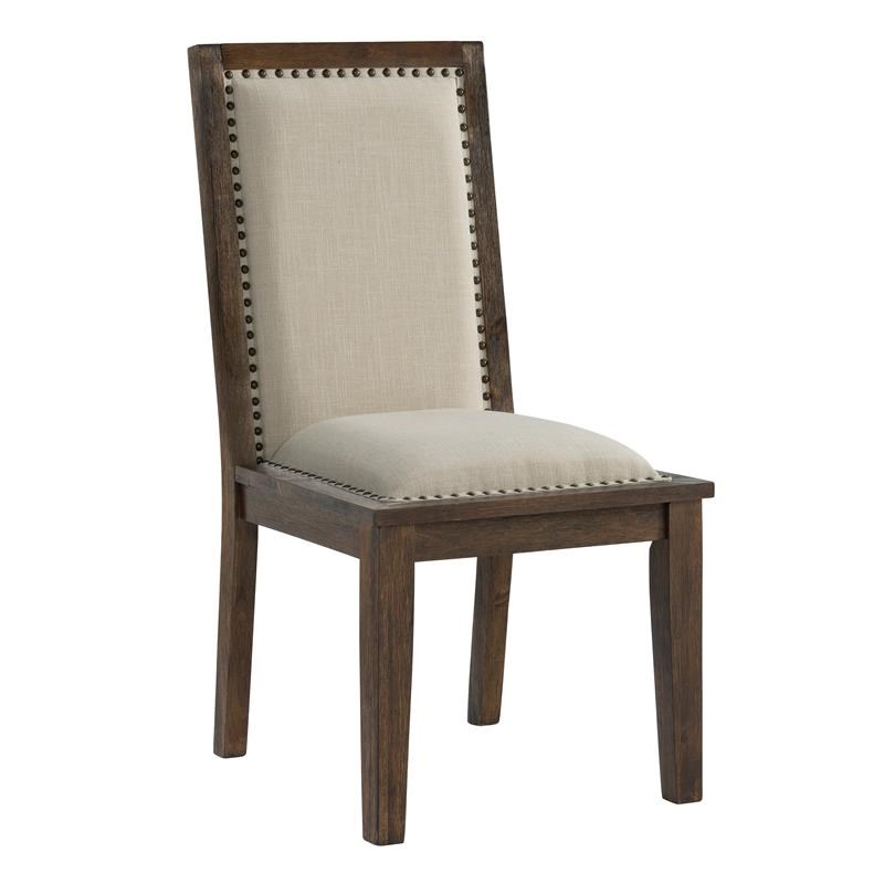 Modern Post Leg Upholstered Dining Chair in Natural Beige