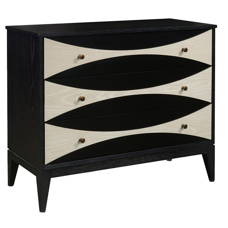 Contemporary Two-Tone 3 Drawer Chest in Black and Taupe