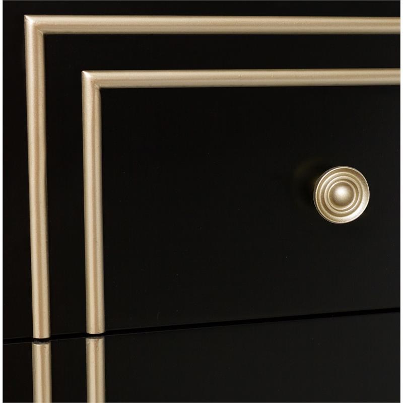 Modern Style Black with Champagne Gold Overlay Accent Drawer Chest